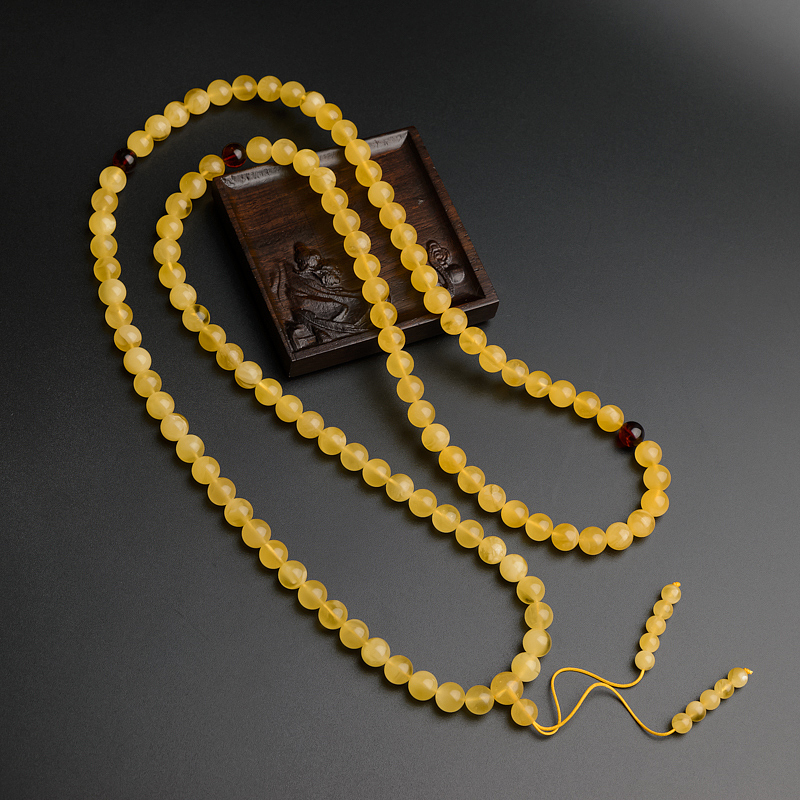 8.5mm蜜蜡佛珠-红掌柜