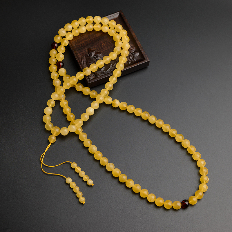 鸡油黄蜜蜡佛珠-红掌柜