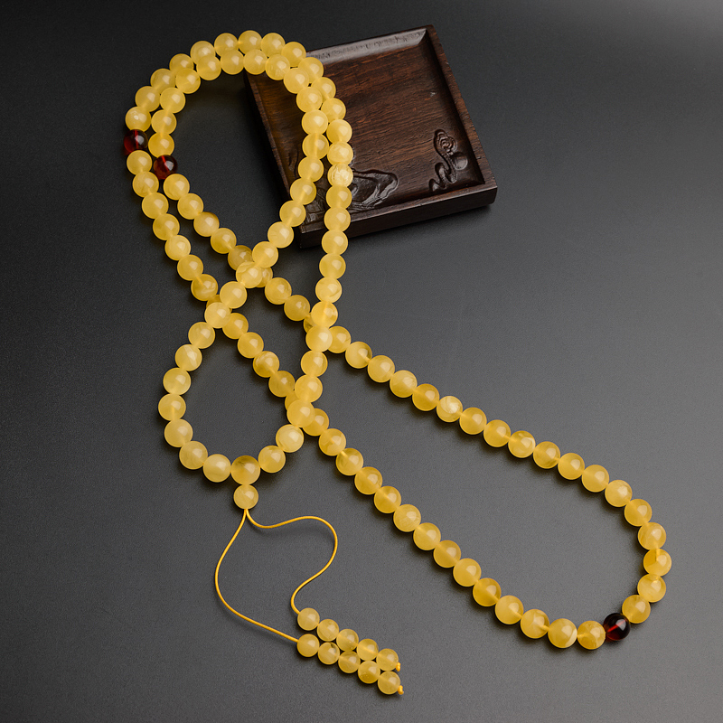 鸡油黄蜜蜡佛珠-红掌柜