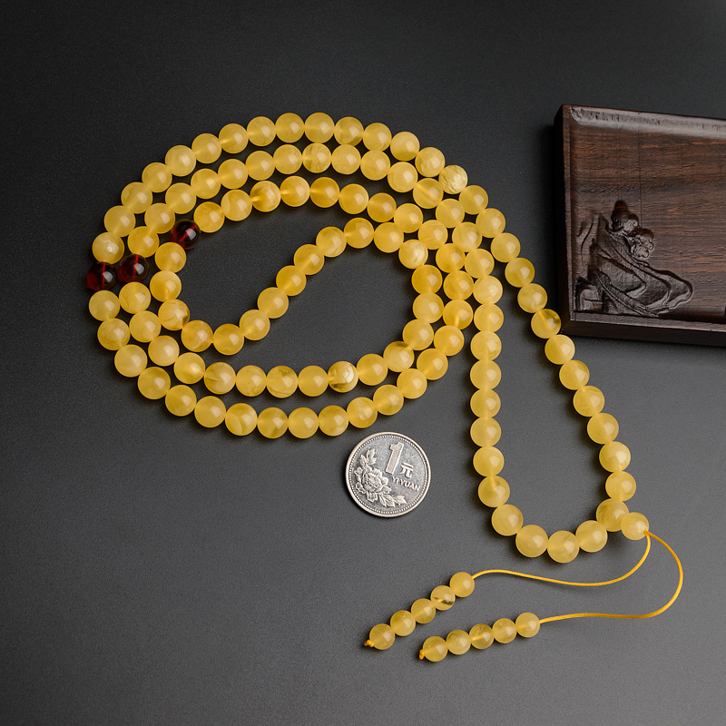 天然蜜蜡佛珠-红掌柜