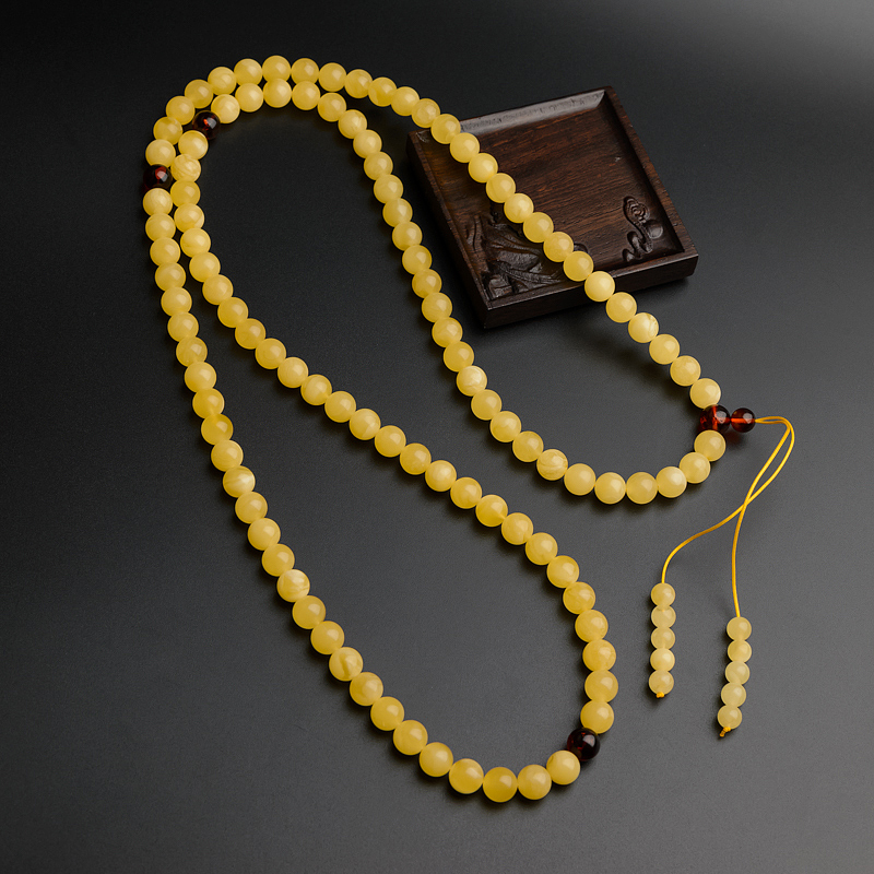 9.5mm蜜蜡佛珠-红掌柜