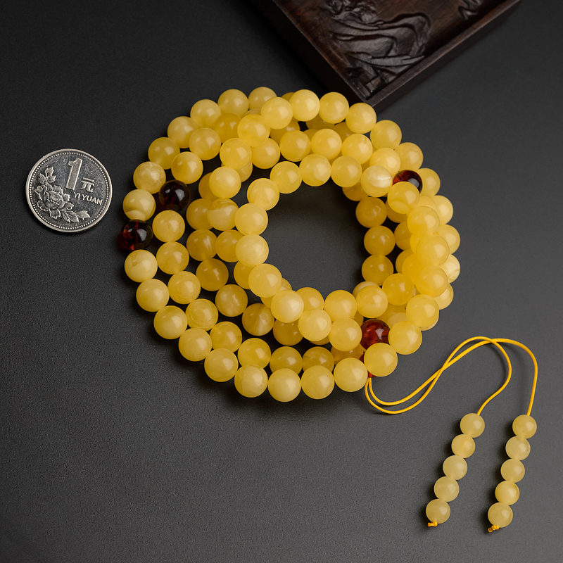 天然蜜蜡佛珠-红掌柜