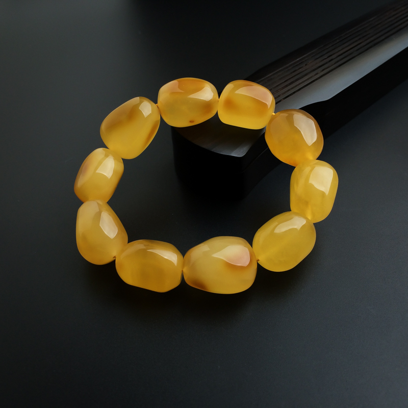 鸡油黄蜜蜡手串-红掌柜