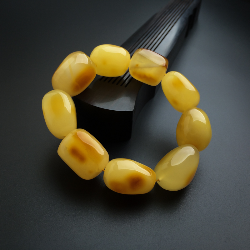 鸡油黄蜜蜡手串-红掌柜