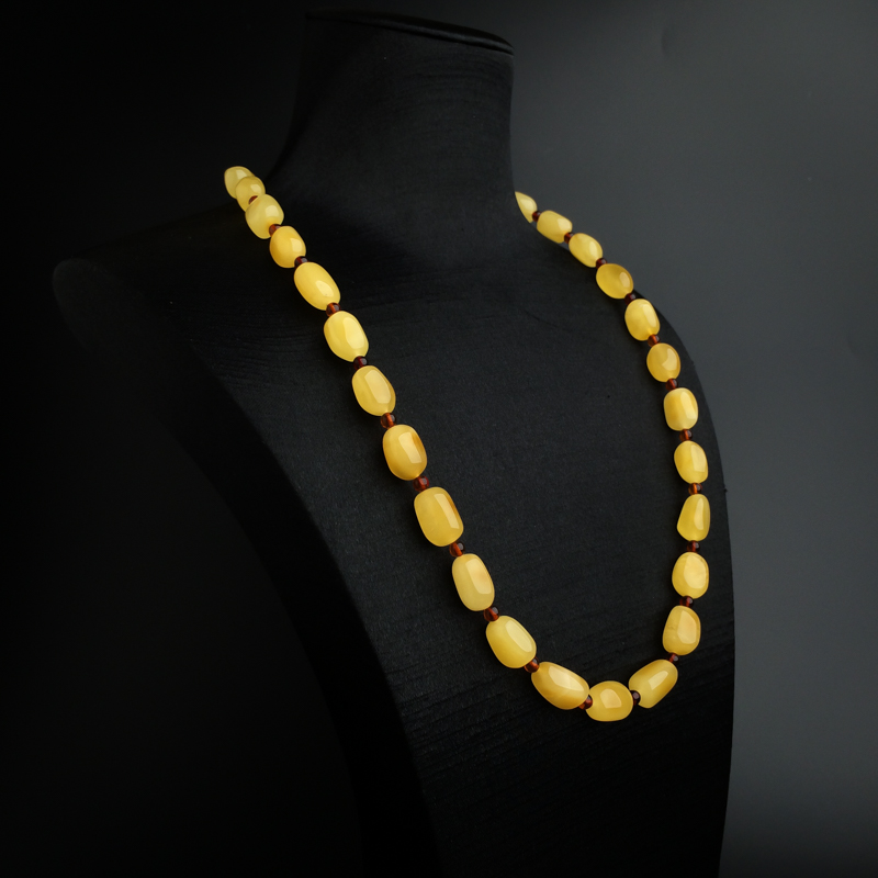 天然鸡油黄蜜蜡随形项链 - 红掌柜