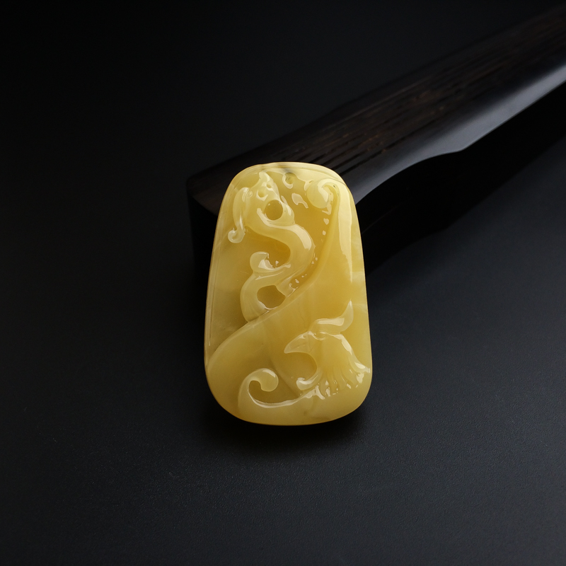 波罗的海天然满蜜蜜蜡龙凤吊坠 - 红掌柜