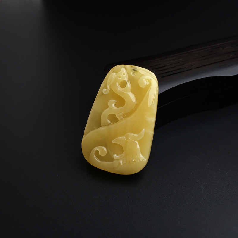 满蜜蜜蜡龙凤吊坠 - 红掌柜