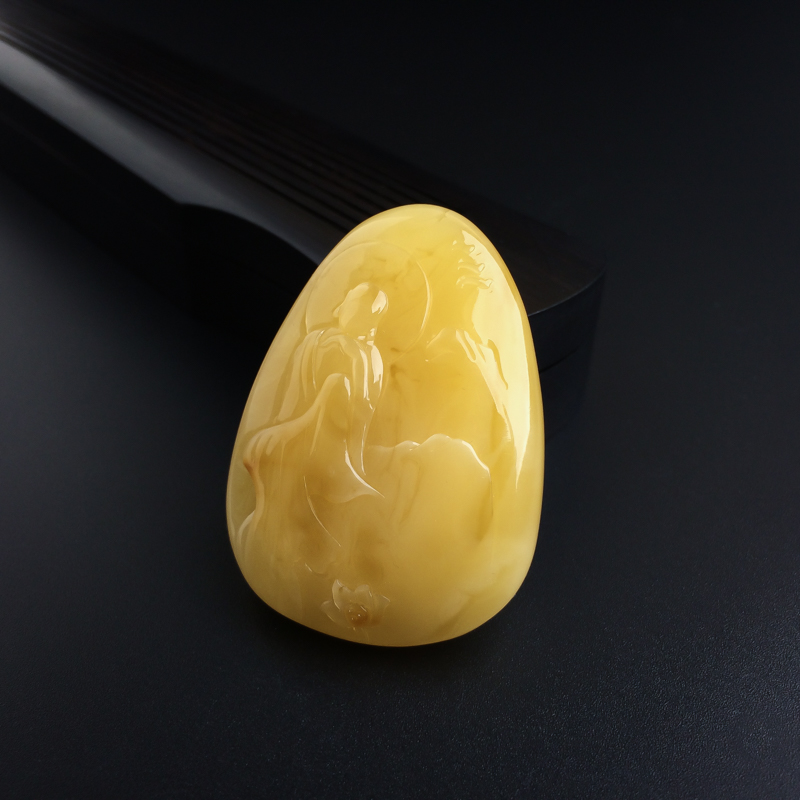 波罗的海满蜜鸡油黄蜜蜡悟道吊坠-红掌柜