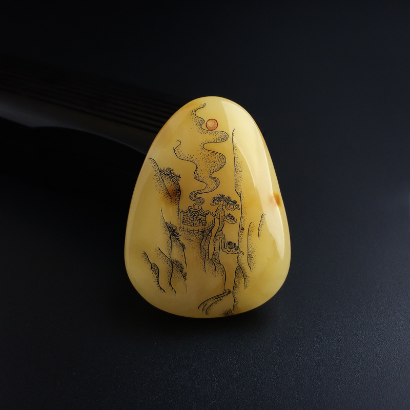 波罗的海天然鸡油黄蜜蜡悟道吊坠-红掌柜