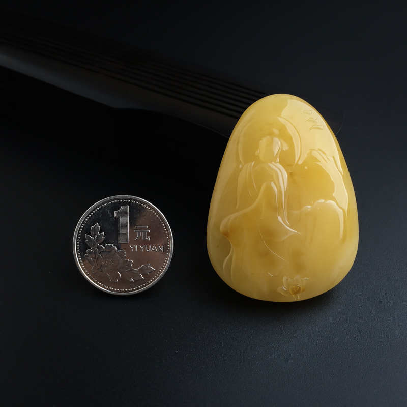 满蜜鸡油黄蜜蜡悟道吊坠-红掌柜