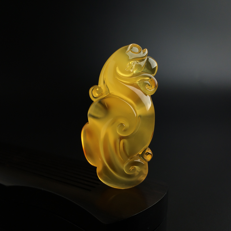 波罗的海天然金绞蜜鸡油黄蜜蜡古龙吊坠-红掌柜