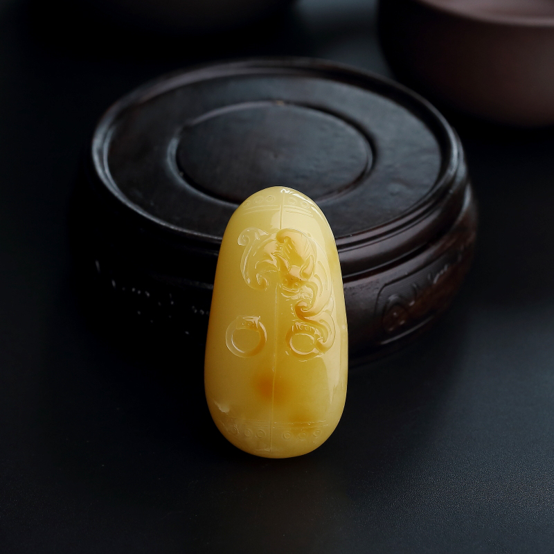 满蜜鸡油黄蜜蜡福临门吊坠-红掌柜