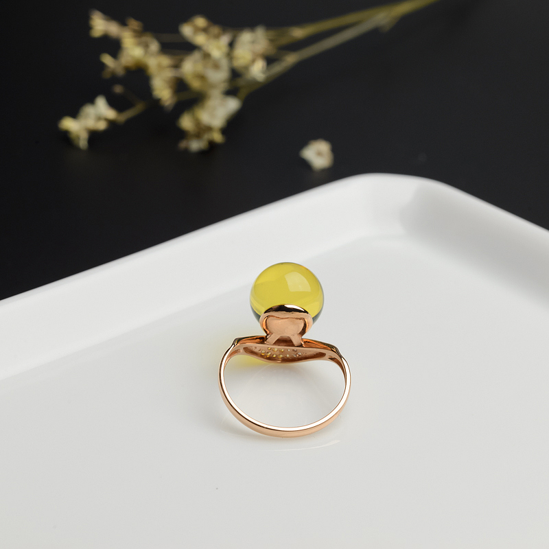 金镶蓝珀戒指 - 红掌柜