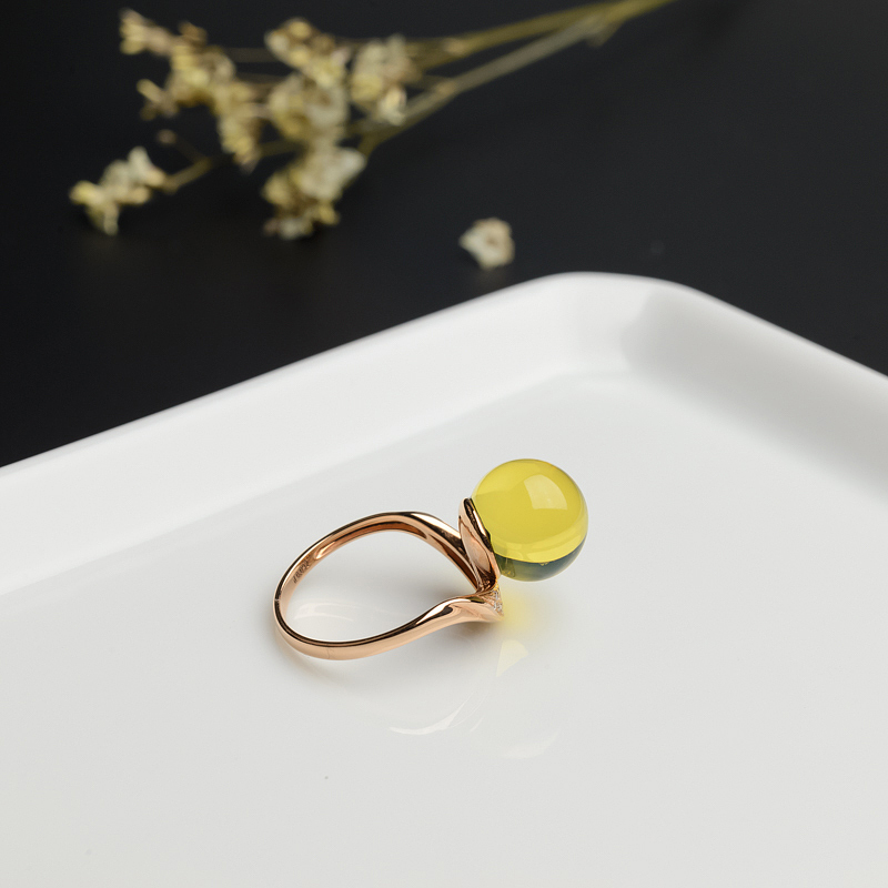 天然蓝珀戒指 - 红掌柜