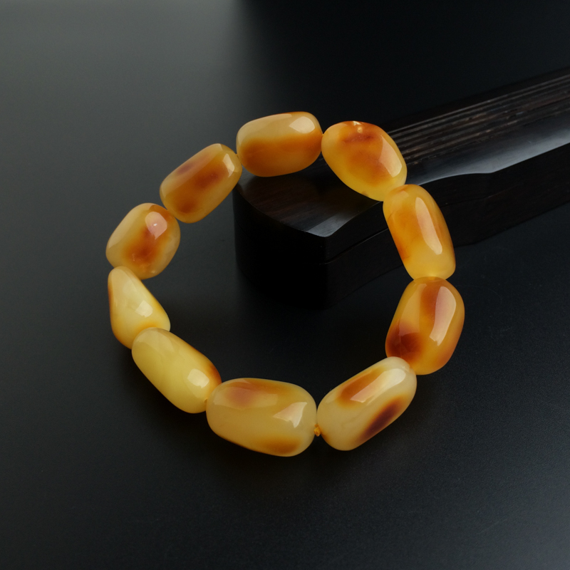 鸡油黄蜜蜡手串-红掌柜