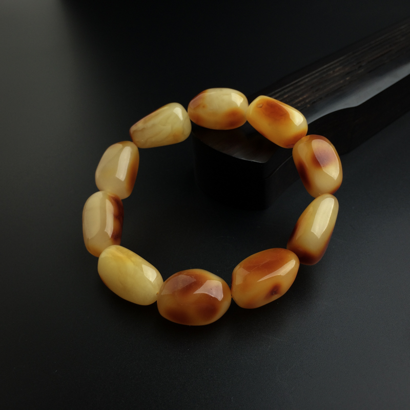 鸡油黄蜜蜡手串-红掌柜