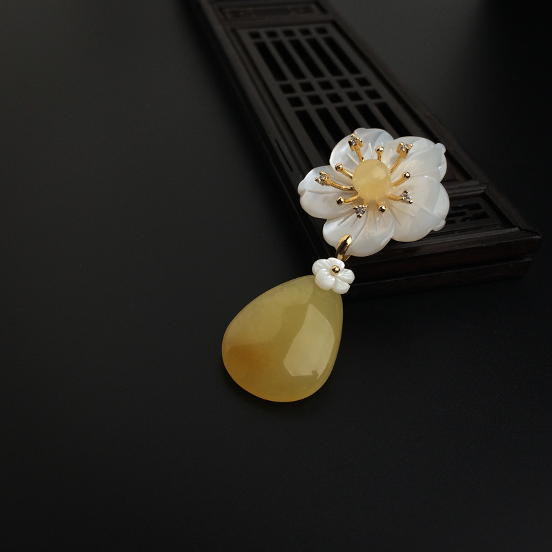 银镀金镶金包蜜鸡油黄蜜蜡两用款-红掌柜