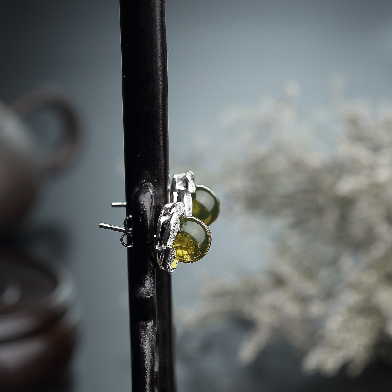 蓝珀耳钉 - 红掌柜