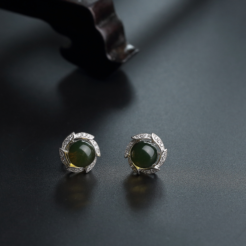 天然蓝珀耳钉 - 红掌柜