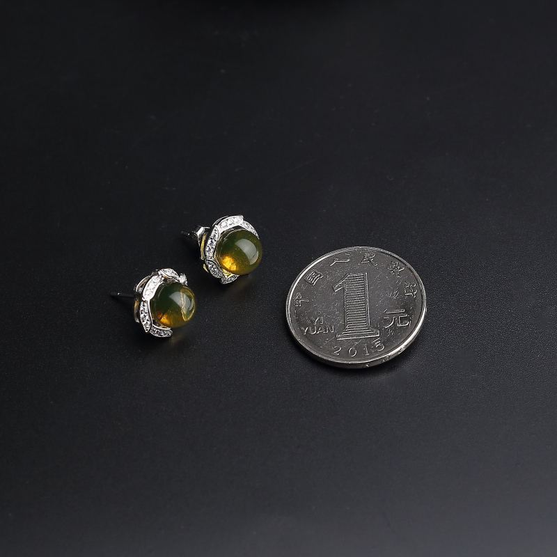 蓝珀耳钉 - 红掌柜