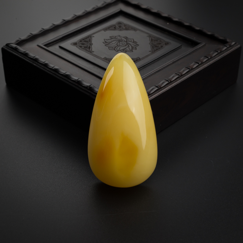 满蜜鸡油黄蜜蜡水滴吊坠-红掌柜