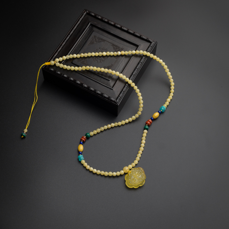 天然柠檬黄蜜蜡项链-红掌柜