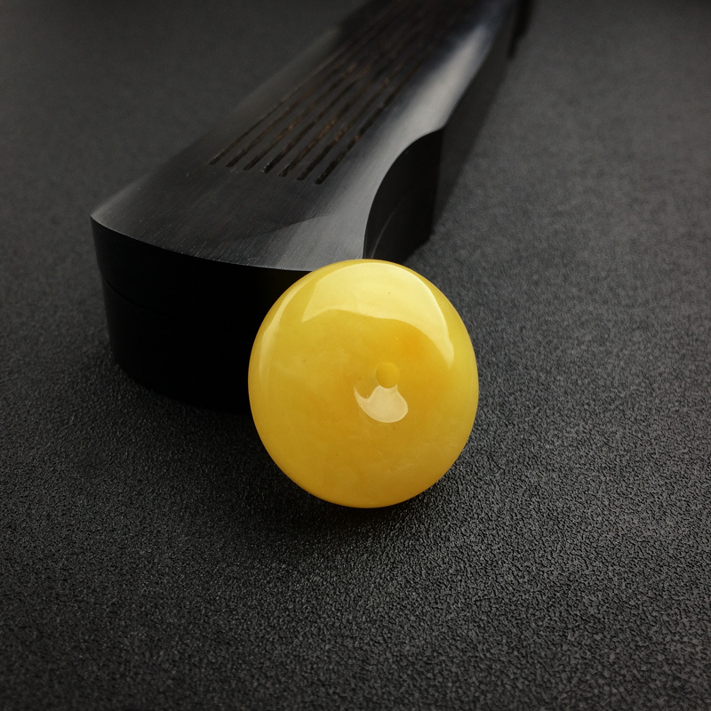 天然鸡油黄蜜蜡平安扣吊坠 - 红掌柜