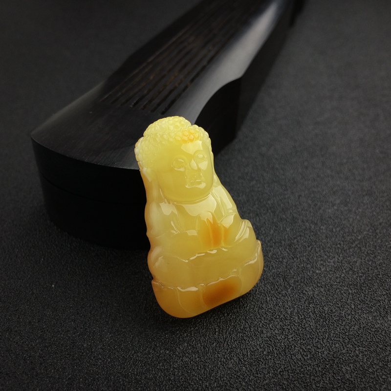 天然鸡油黄蜜蜡宝宝佛吊坠 - 红掌柜