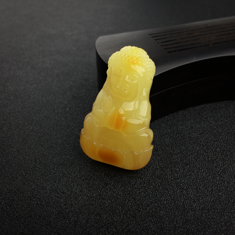 鸡油黄蜜蜡宝宝佛吊坠 - 红掌柜