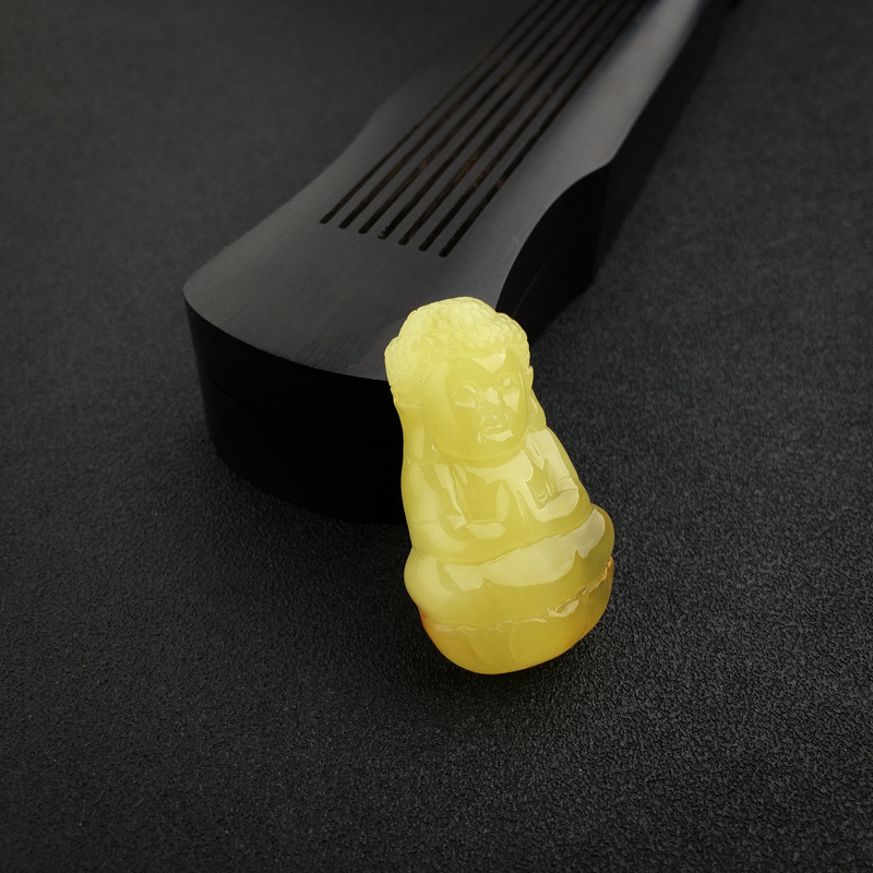 天然鸡油黄蜜蜡宝宝佛吊坠 - 红掌柜