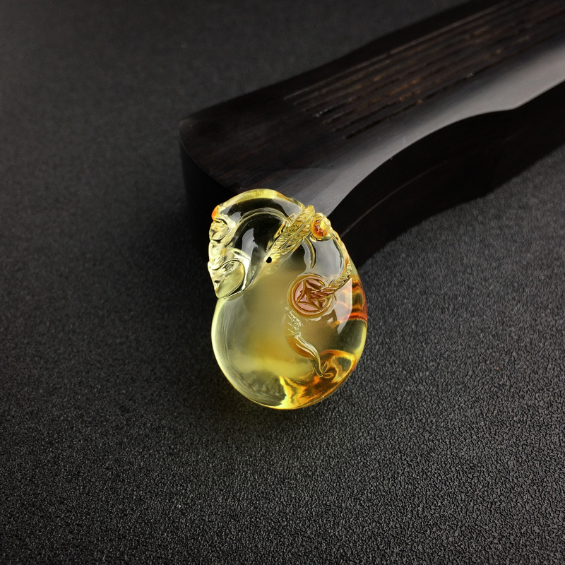 波罗的海天然金包蜜蜜蜡钱袋吊坠 - 红掌柜