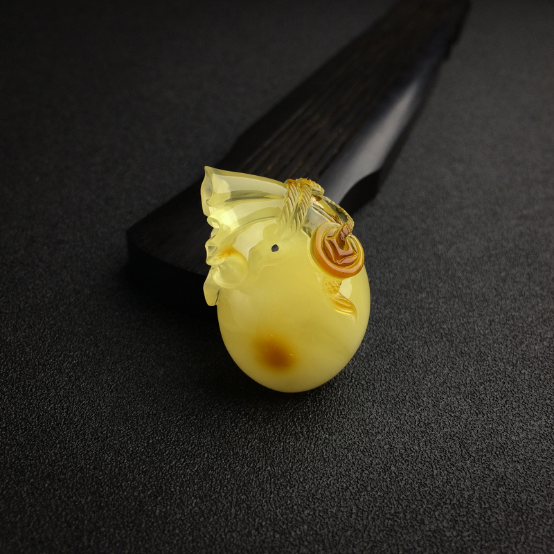 天然金包蜜蜜蜡钱袋吊坠 - 红掌柜