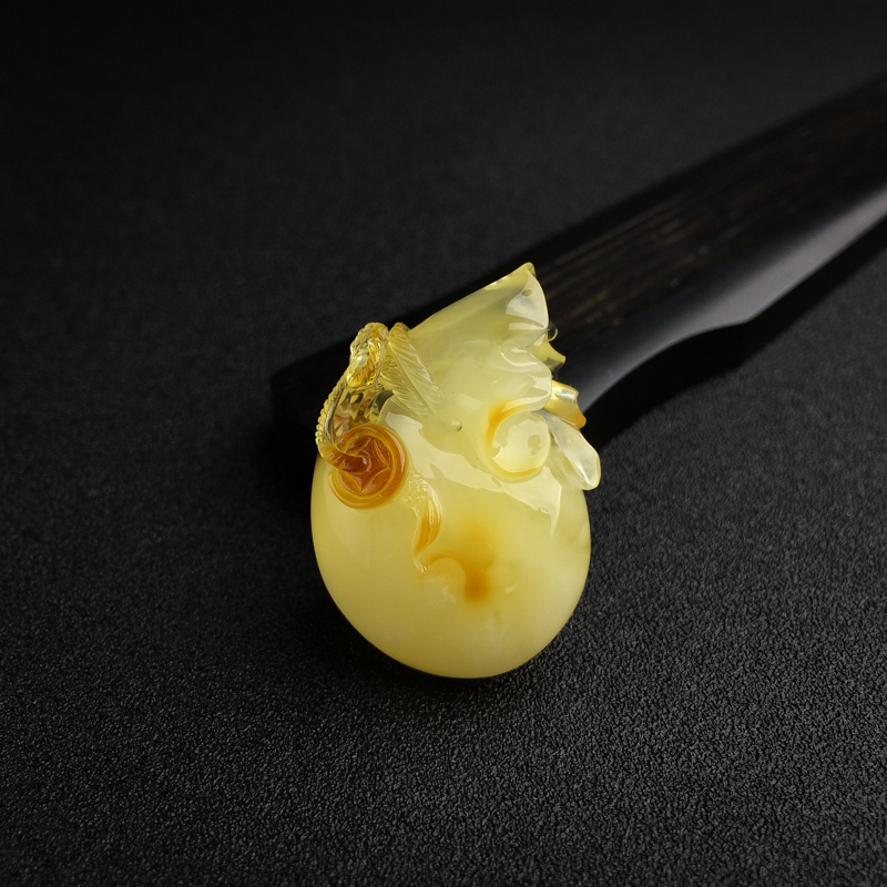 波罗的海金包蜜蜜蜡钱袋吊坠 - 红掌柜