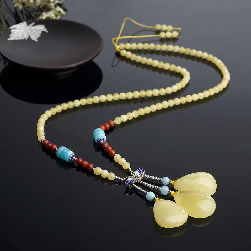 4.5mm柠檬黄蜜蜡项链-红掌柜