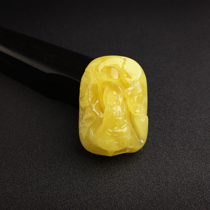 波罗的海天然满蜜鸡油黄蜜蜡佛吊坠 - 红掌柜