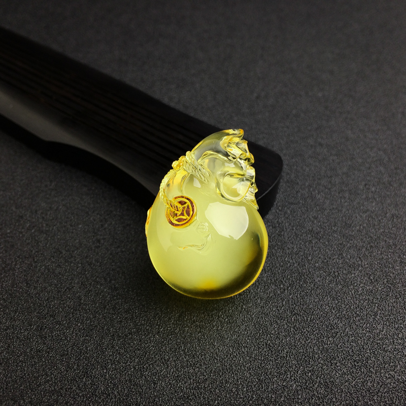 金包蜜鸡油黄蜜蜡钱袋吊坠-红掌柜