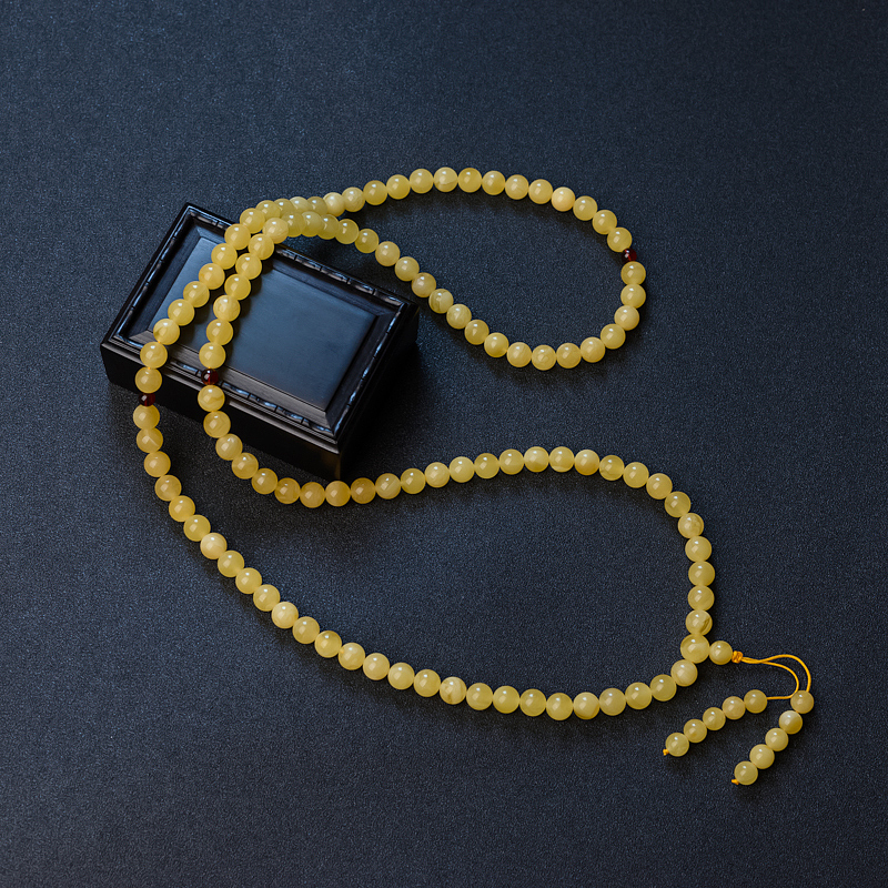 8.5mm鸡油黄蜜蜡佛珠 - 红掌柜