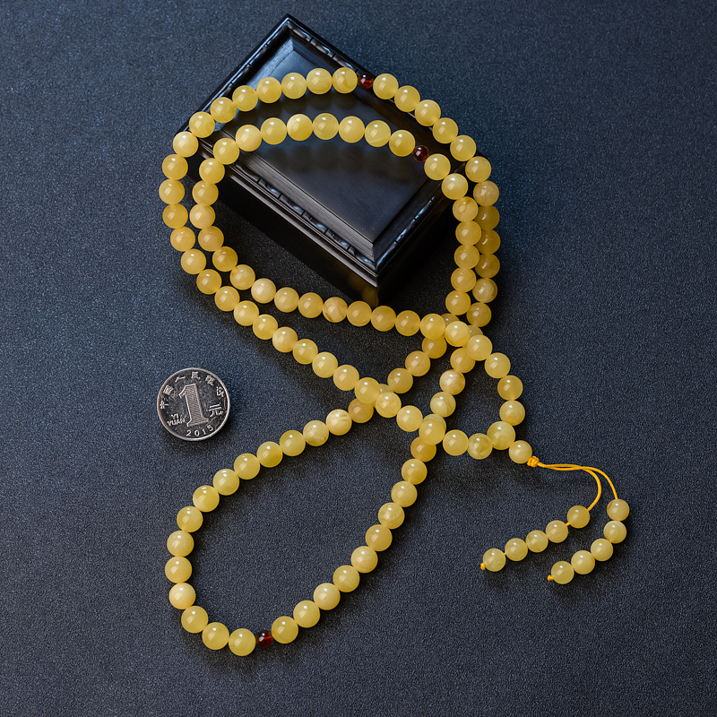 天然鸡油黄蜜蜡佛珠 - 红掌柜