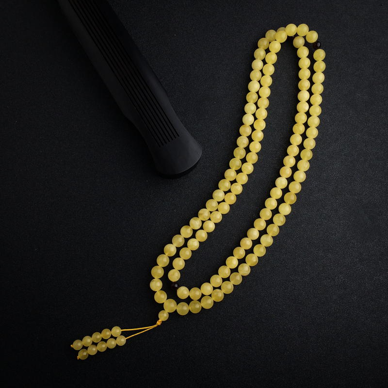 波罗的海天然9.5mm鸡油黄蜜蜡佛珠 - 红掌柜