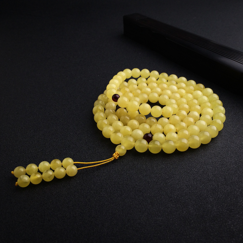 鸡油黄蜜蜡佛珠 - 红掌柜