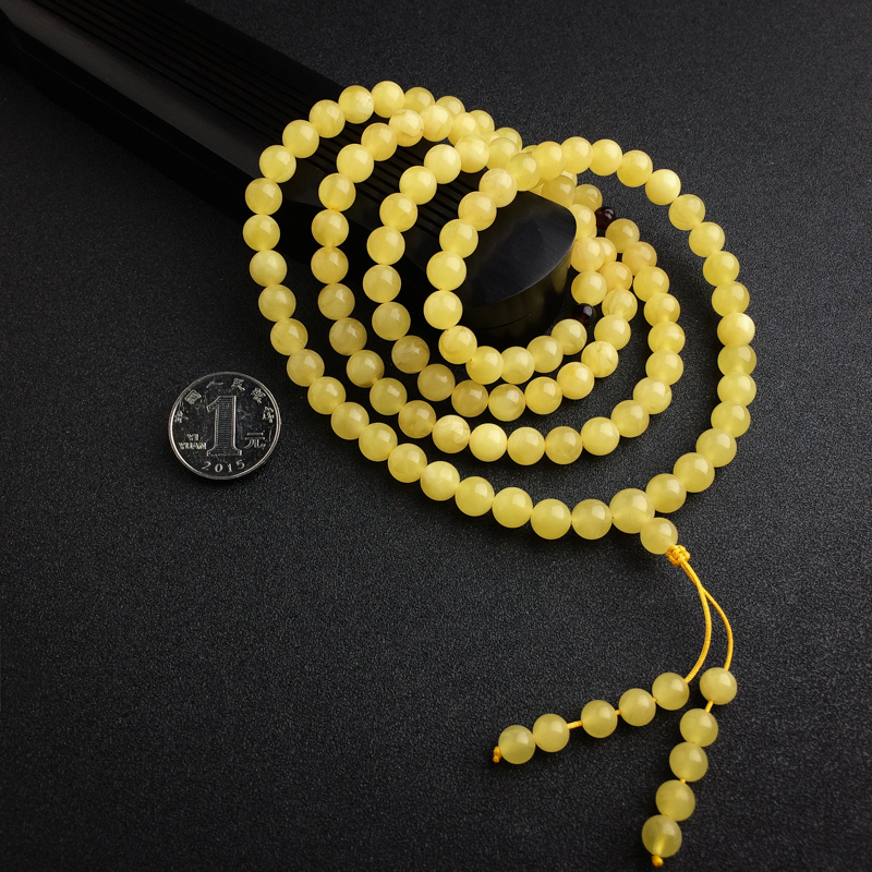 天然鸡油黄蜜蜡佛珠 - 红掌柜