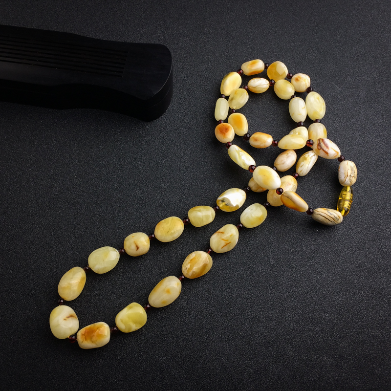 波罗的海天然白花蜜蜜蜡随形项链 - 红掌柜