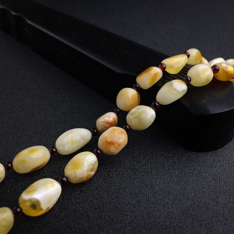 天然白花蜜蜜蜡项链 - 红掌柜