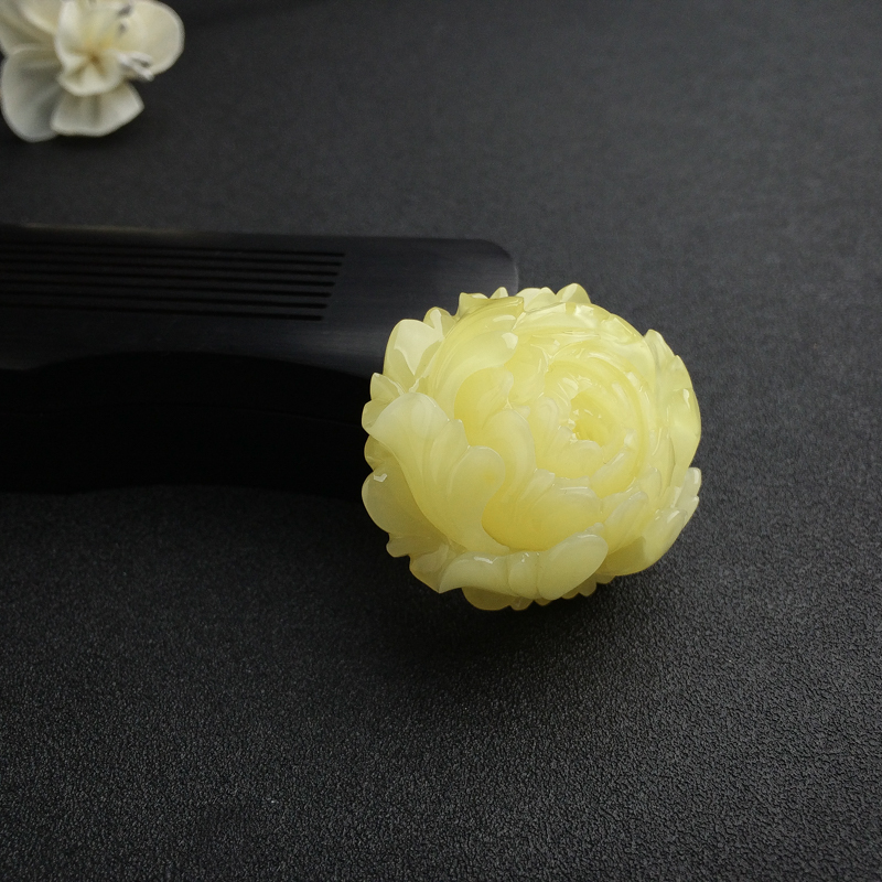 天然满蜜柠檬黄蜜蜡花吊坠 - 红掌柜