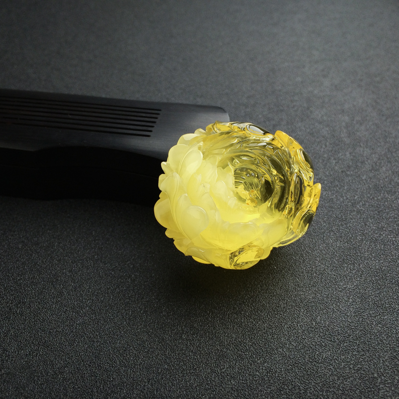 天然金绞蜜鸡油黄蜜蜡花吊坠 - 红掌柜