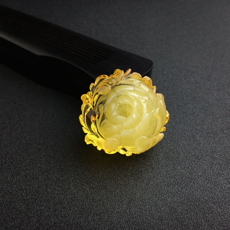 波罗的海天然金绞蜜鸡油黄蜜蜡花吊坠 - 红掌柜