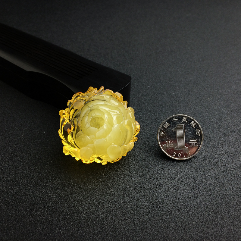 天然金绞蜜鸡油黄蜜蜡吊坠 - 红掌柜