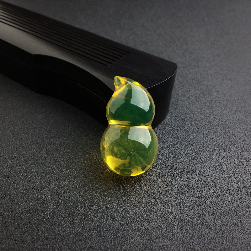 天然墨西哥蓝珀葫芦吊坠 - 红掌柜