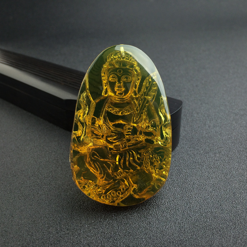 蓝珀菩萨吊坠 - 红掌柜