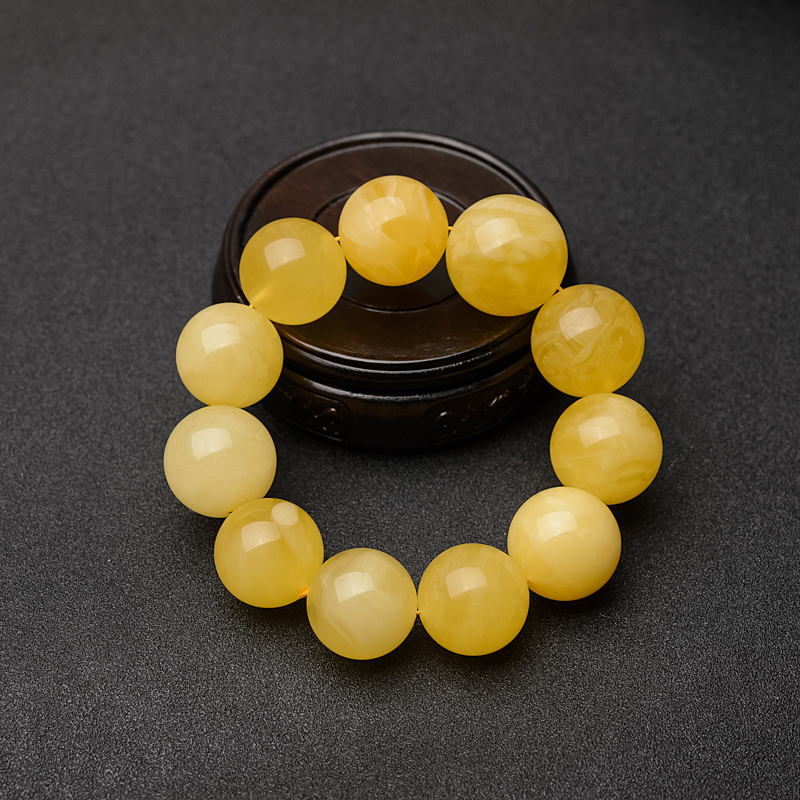 鸡油黄蜜蜡手串 - 红掌柜